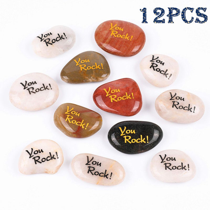 ROCKIMPACT 12 PCS You Rock! RockImpact You Rock Gifts You are Amazing Engraved Inspirational Stones Pocket Stone River Rock Word Stone Appreciation Gratitude Stones Wholesale Bulk (Pack of 12, You Rock!) - Image 2